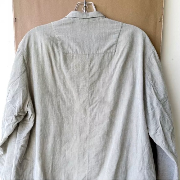 ZIGGY CHEN MEN'S SHIRT, Striped White Grey, Band Collar Size 52 Large - Picture 4 of 10